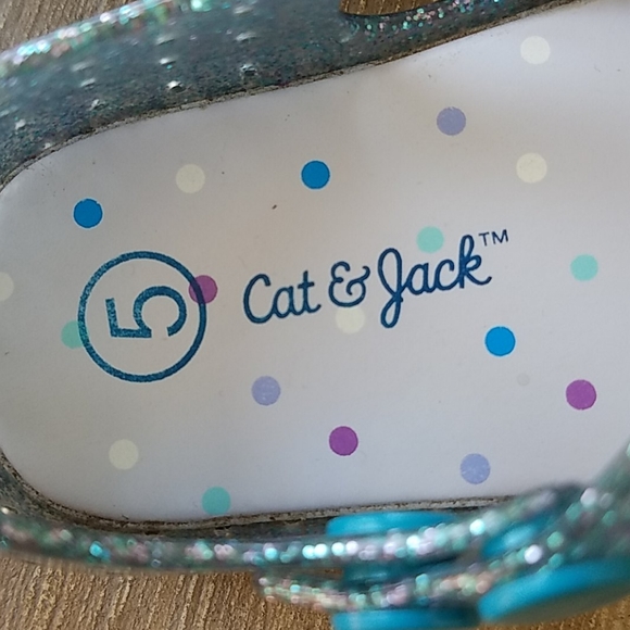 Cat and Jack Unicorn Blue Sparkle Jellies - Picture 4 of 7